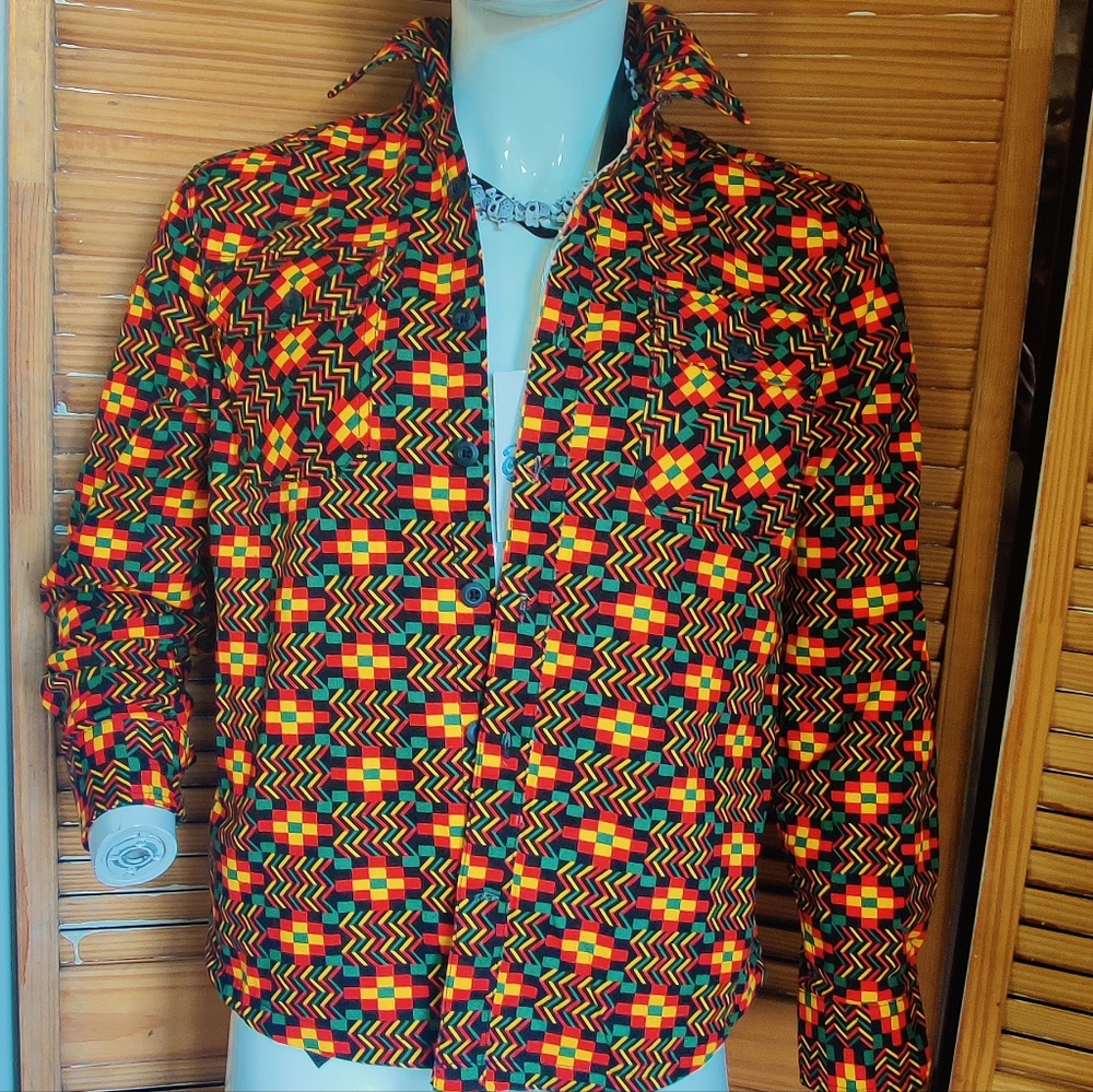 Kente Print Shacket - Picture 1 of 8